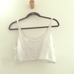 White crop cotton tank